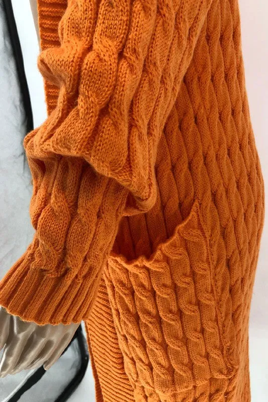 Chic Comfort Maxi Sweater Cardigan |Orange