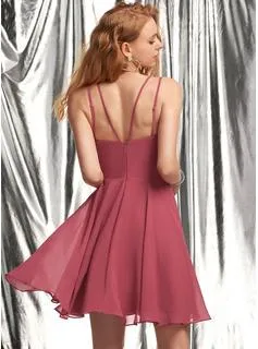 Chiffon Spaghetti Straps Sleeveless Short Homecoming Dresses Online, Cheap Short Prom Dresses, CM861