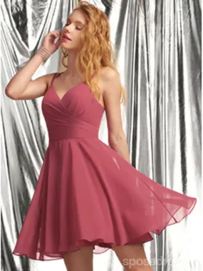 Chiffon Spaghetti Straps Sleeveless Short Homecoming Dresses Online, Cheap Short Prom Dresses, CM861