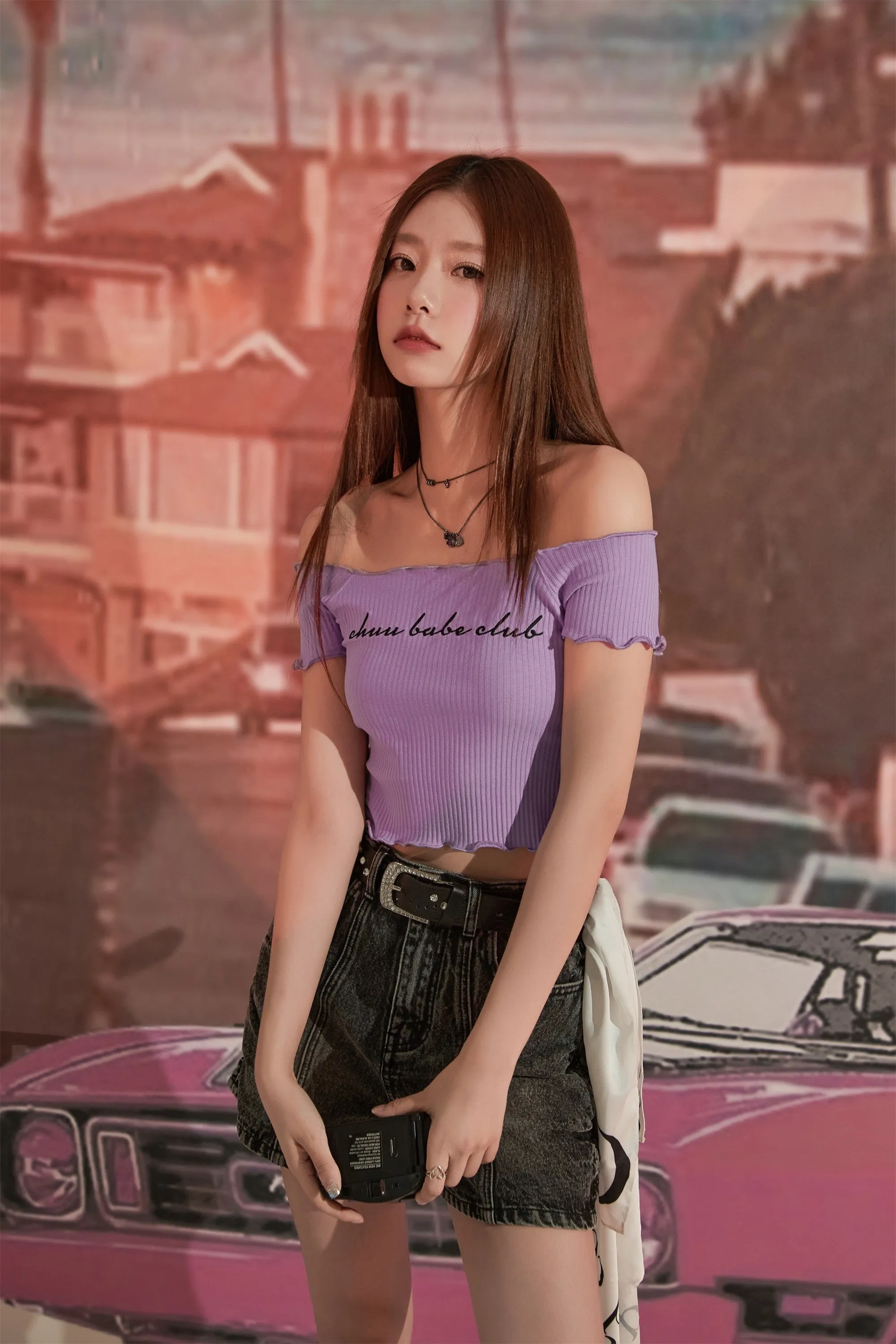 Chuu Babe Club Ruffled Off-The-Shoulder T-Shirt