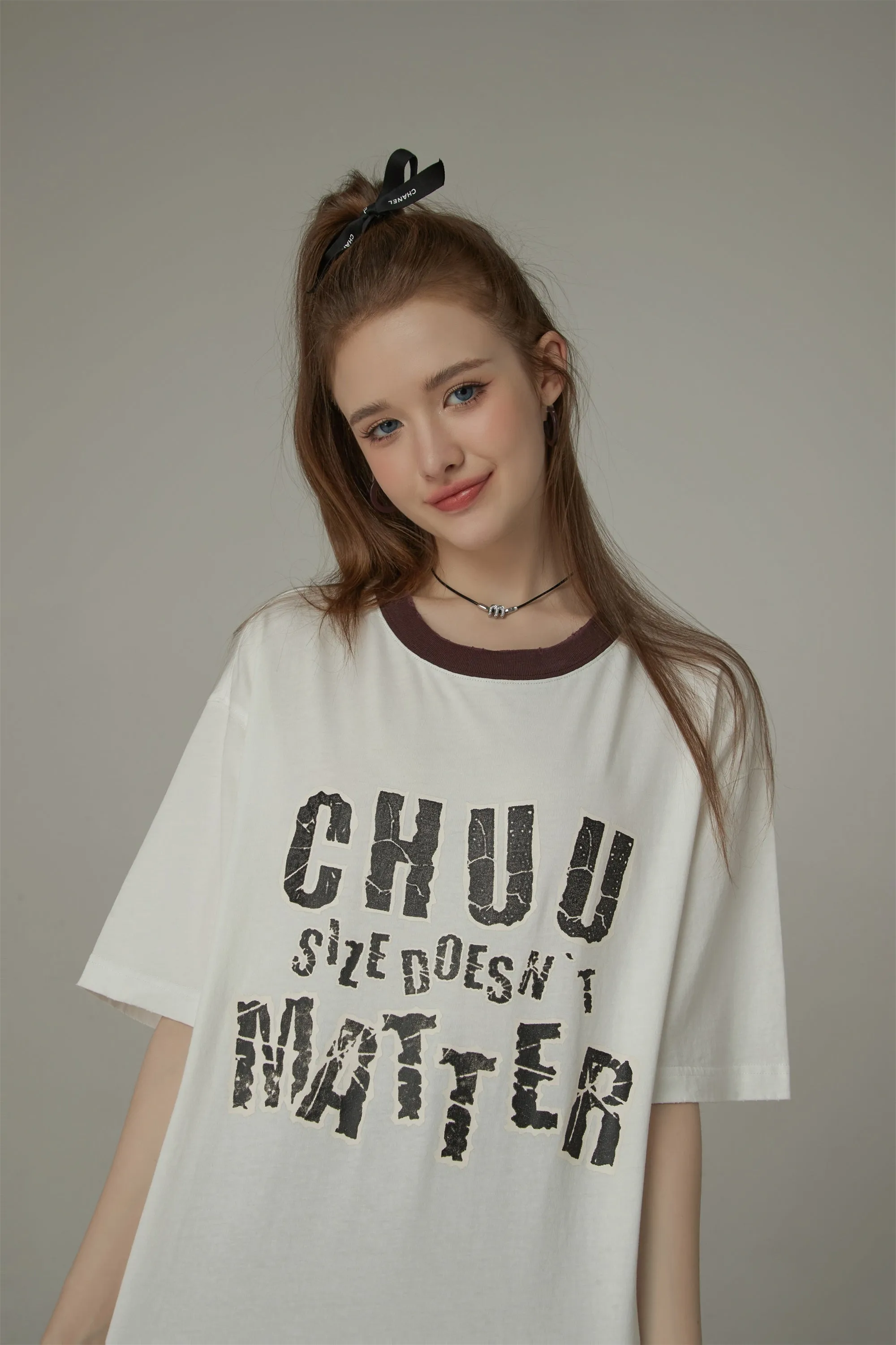 Chuu Size Doesnt Matter Boxy Cotton Short Sleeve T-Shirt