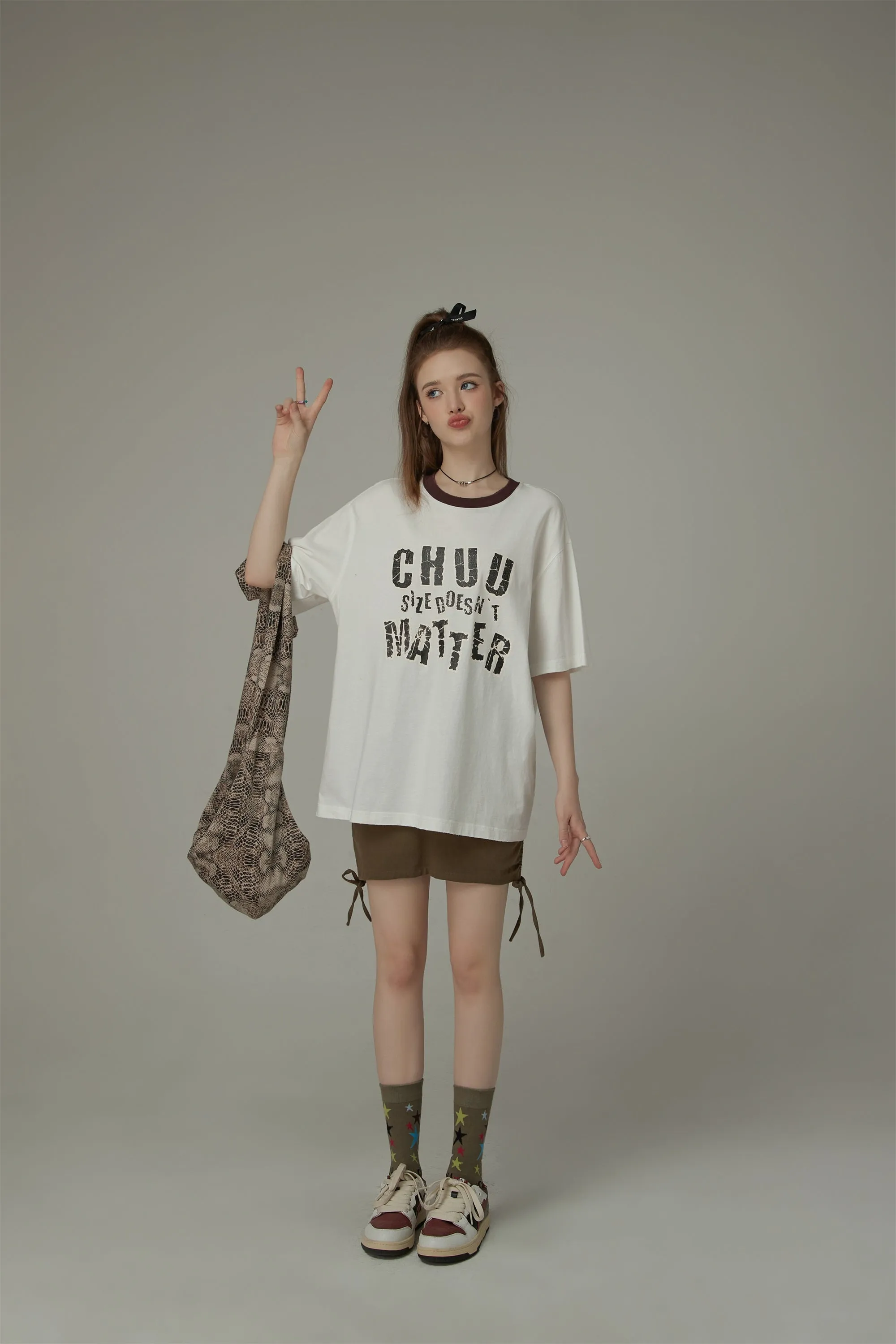 Chuu Size Doesnt Matter Boxy Cotton Short Sleeve T-Shirt