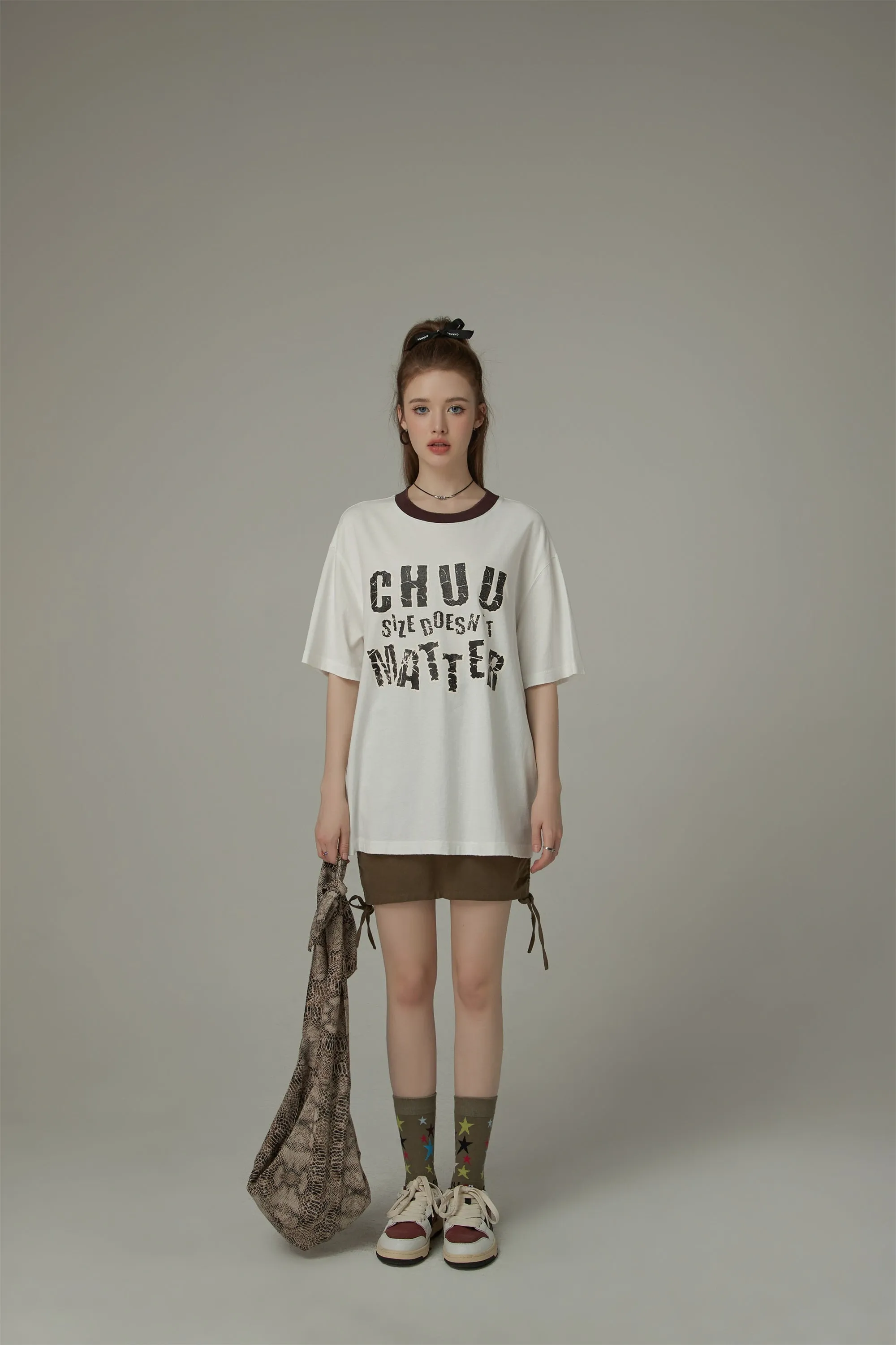 Chuu Size Doesnt Matter Boxy Cotton Short Sleeve T-Shirt