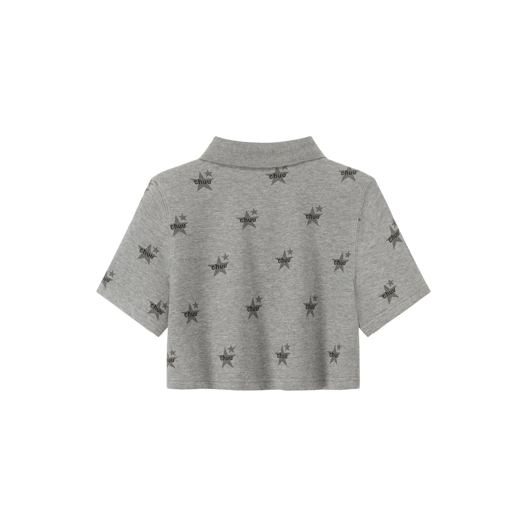 Chuu Star Pattern Button Up Collar Cropped T-Shirt