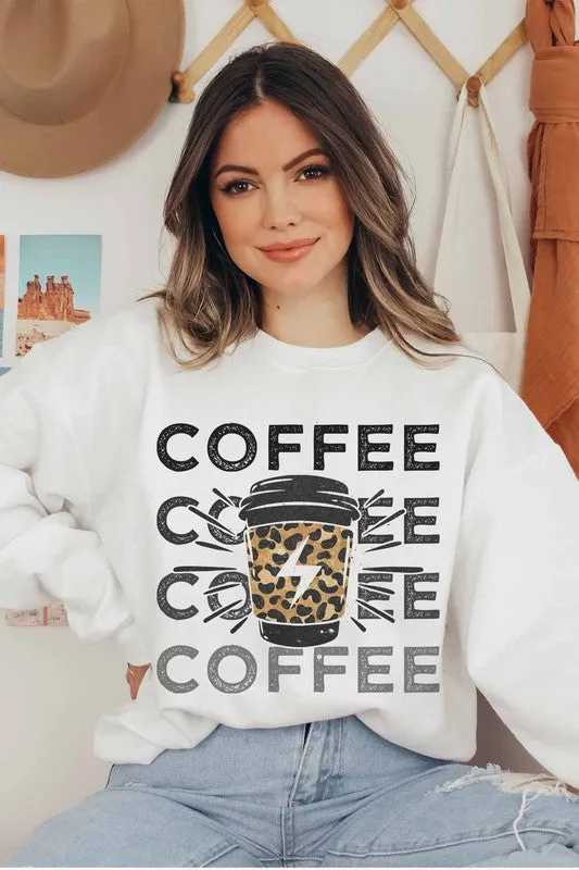 COFFEE LIGHTING GRAPHIC SWEATSHIRT PLUS SIZE