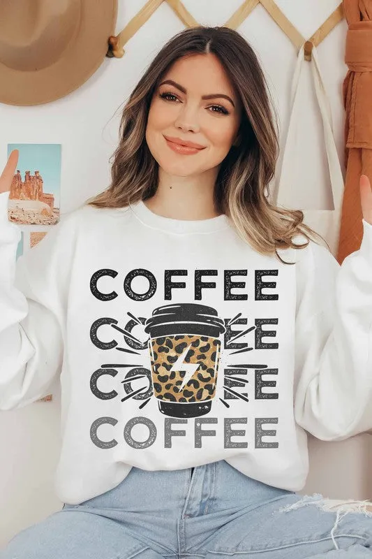 COFFEE LIGHTING GRAPHIC SWEATSHIRT PLUS SIZE