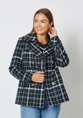 Colorado Check Car Coat - Navy