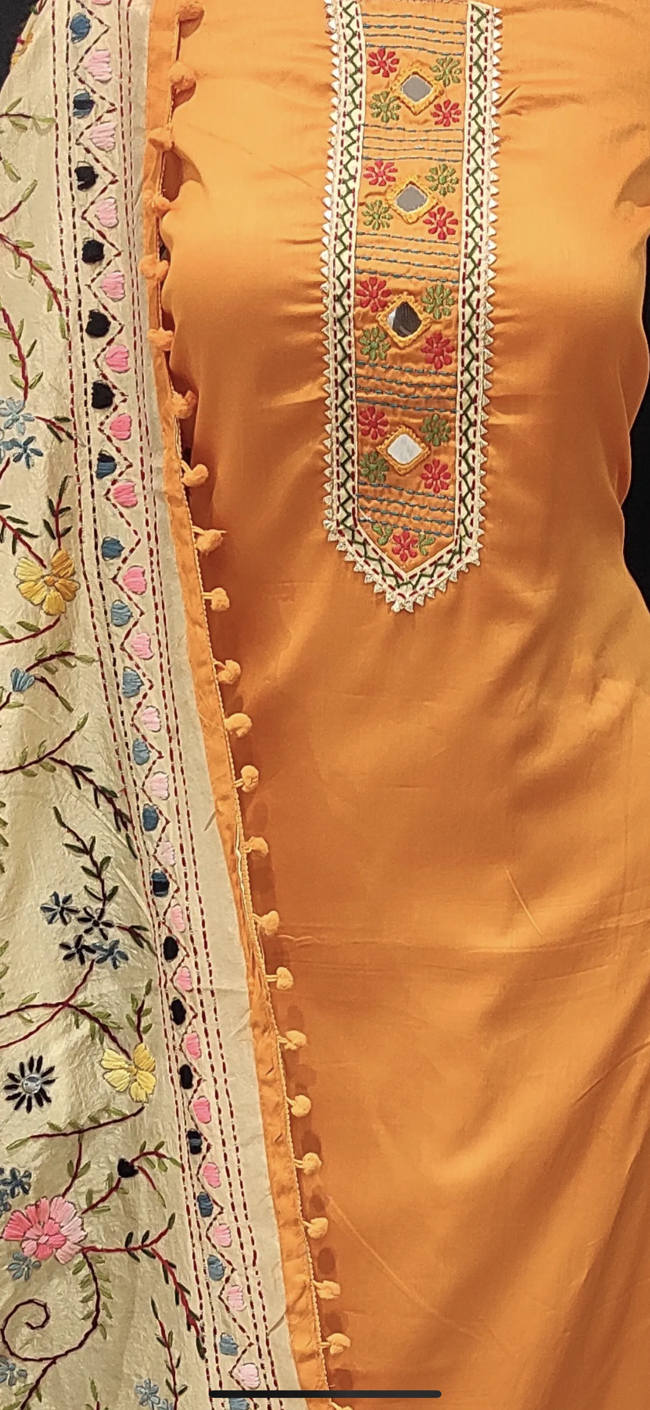 Cotton Unstitched Suit with Phulkari Dupatta