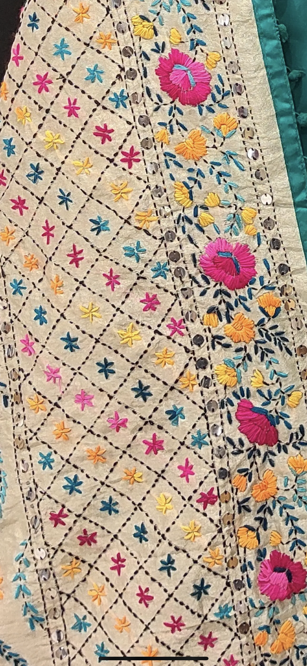 Cotton Unstitched Suit with Phulkari Dupatta