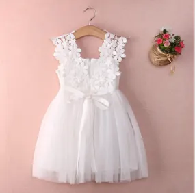 Cute V Neck Tulle Ivory Mini Flower Girl Dresses, Weding Cheap Little Girl Dresses, FGS019