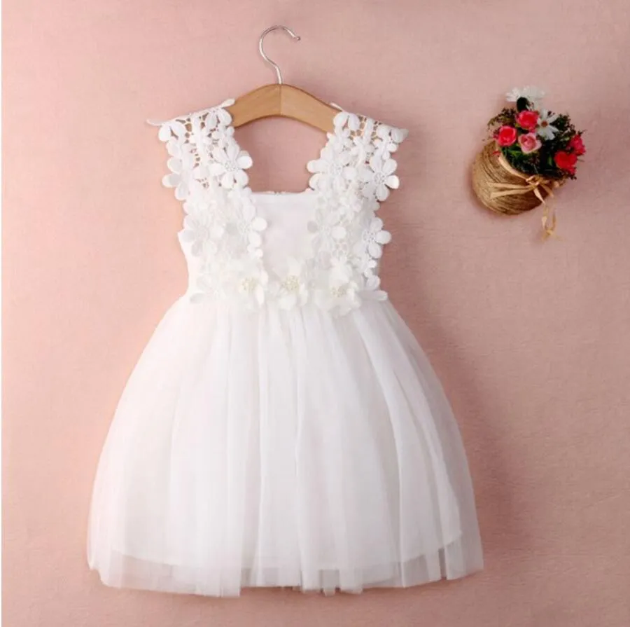 Cute V Neck Tulle Ivory Mini Flower Girl Dresses, Weding Cheap Little Girl Dresses, FGS019