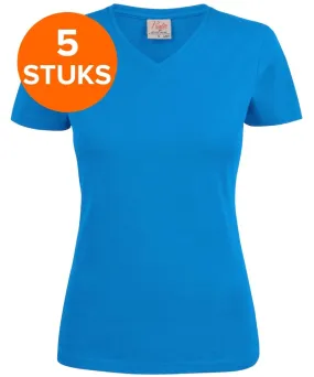 Dames t-shirt v-hals Printer 5 pack