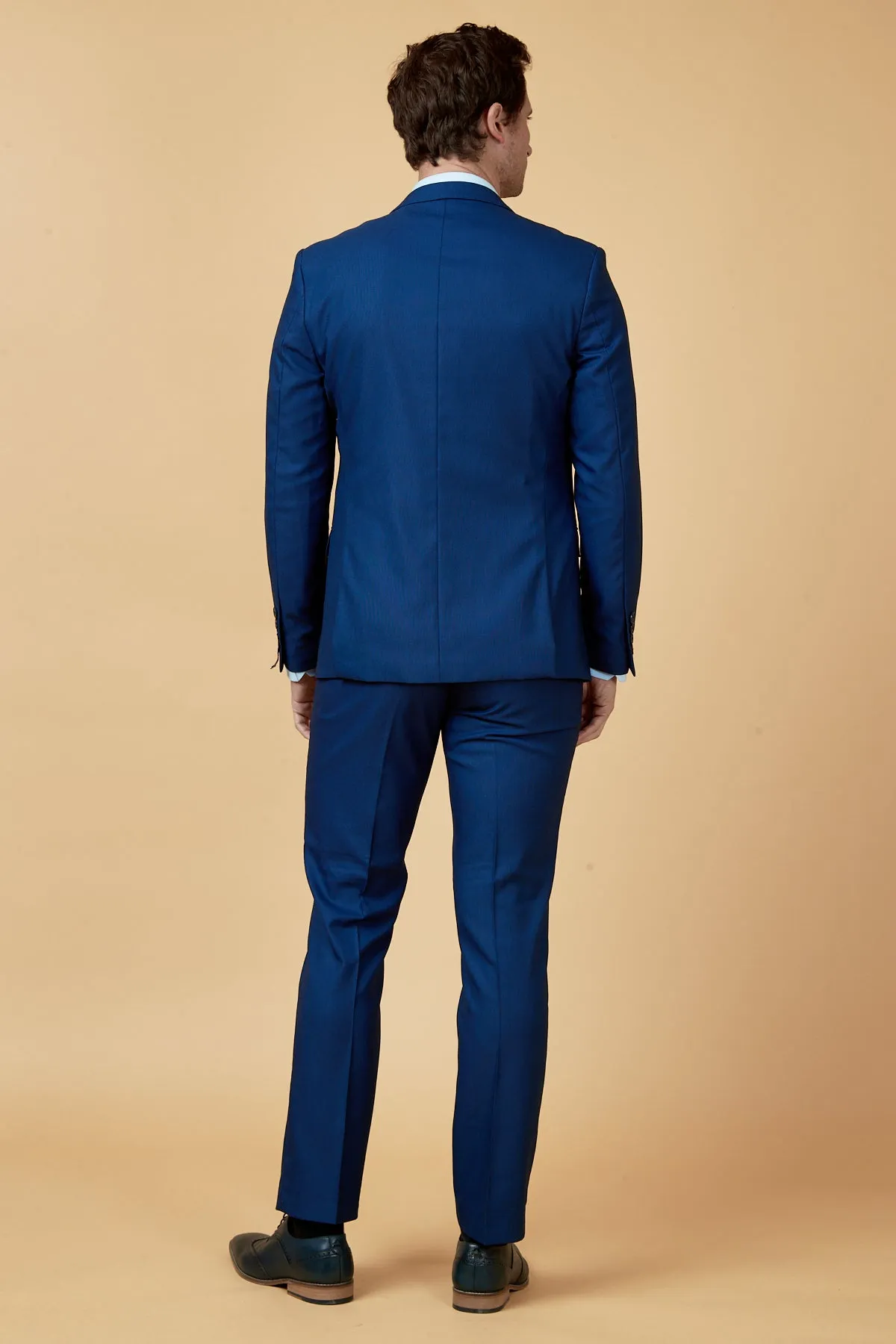 DANNY - Royal Blue Three Piece Suit With Single Breasted Waistcoat