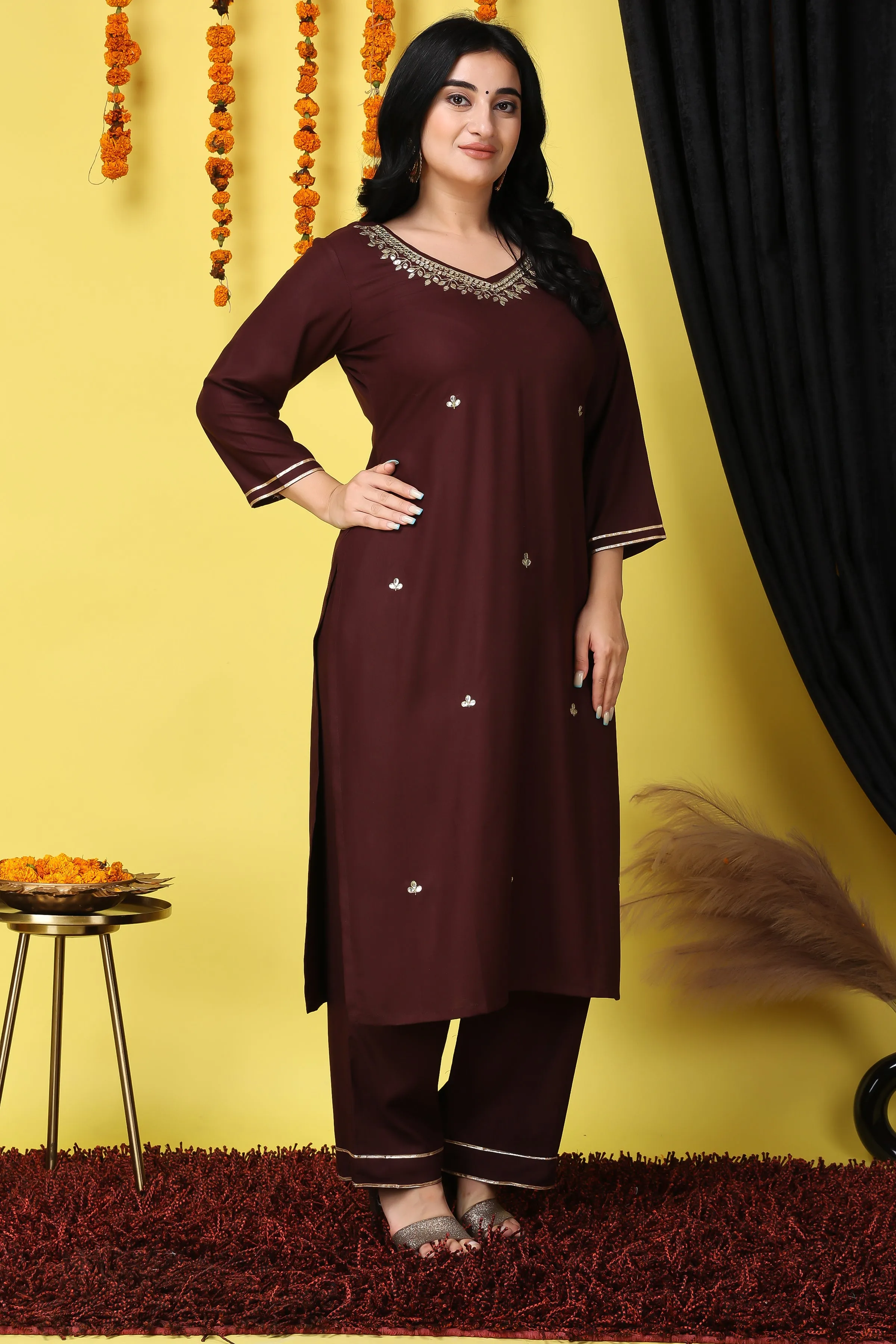 Dazzle in Rayon Handwork Suit