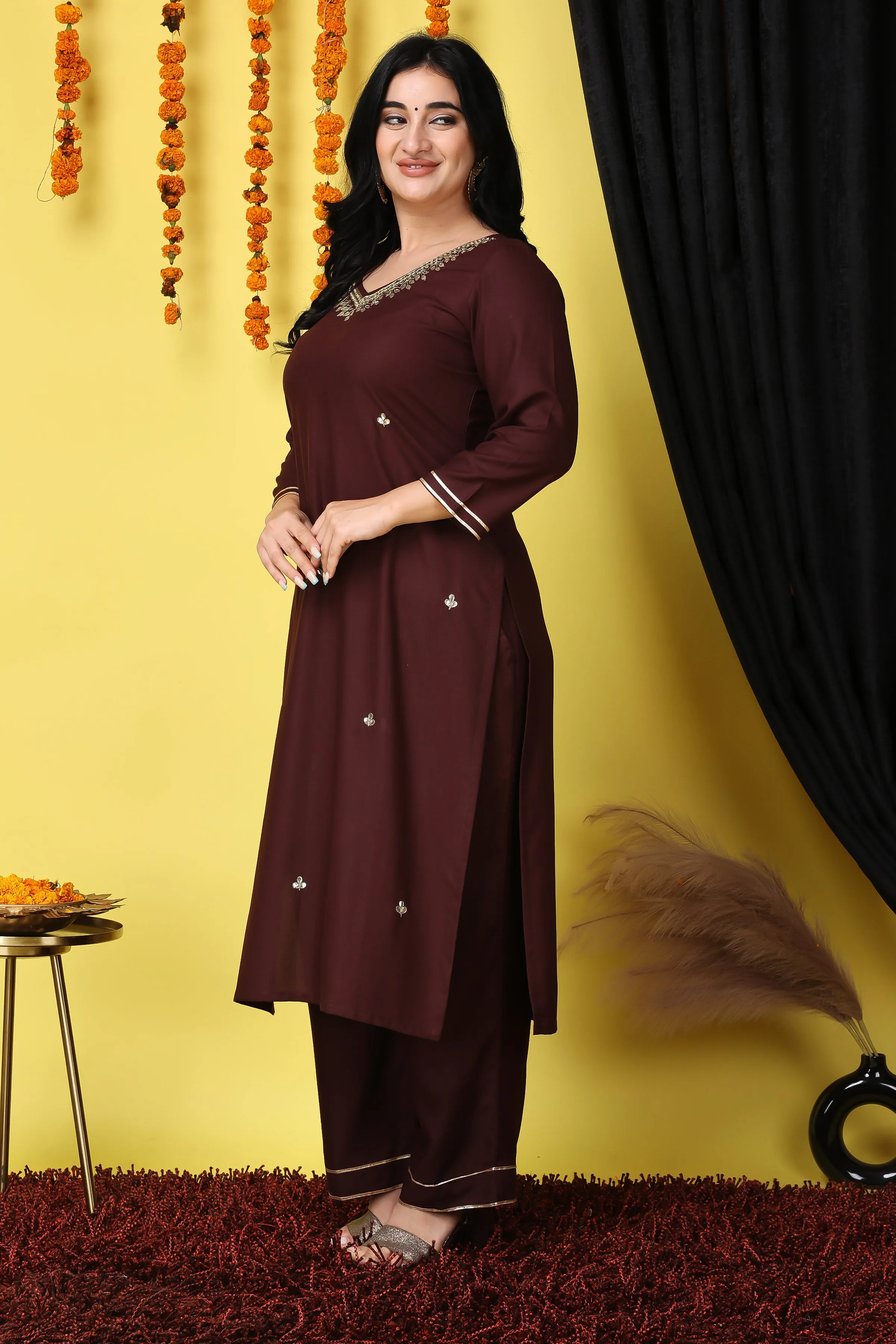 Dazzle in Rayon Handwork Suit