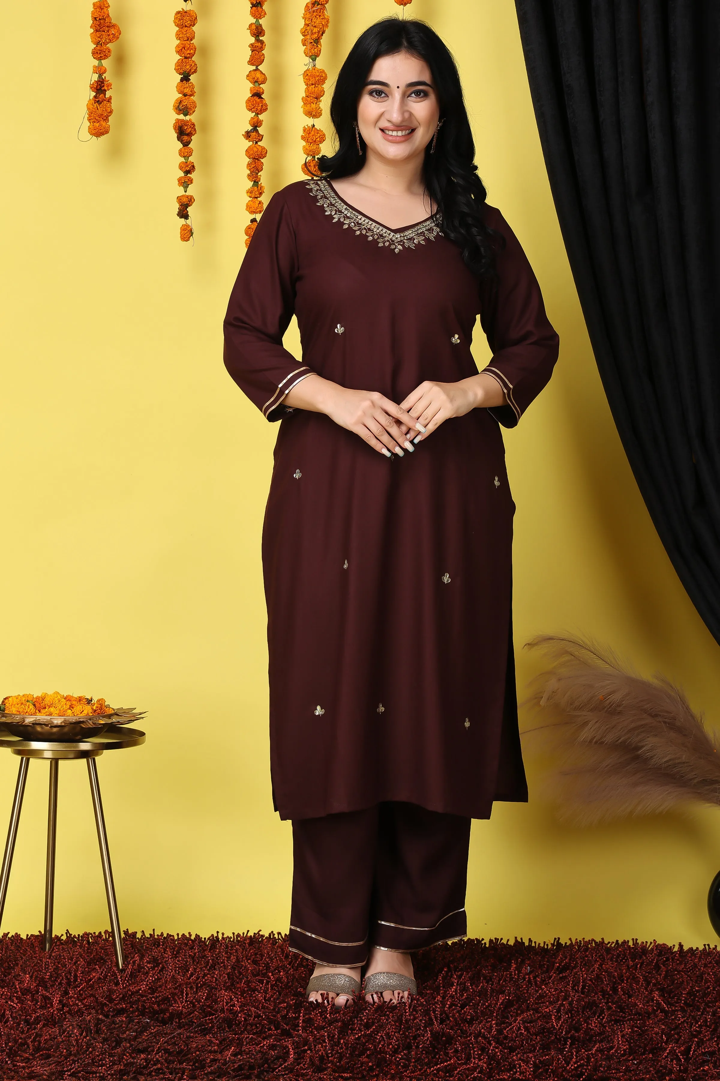 Dazzle in Rayon Handwork Suit