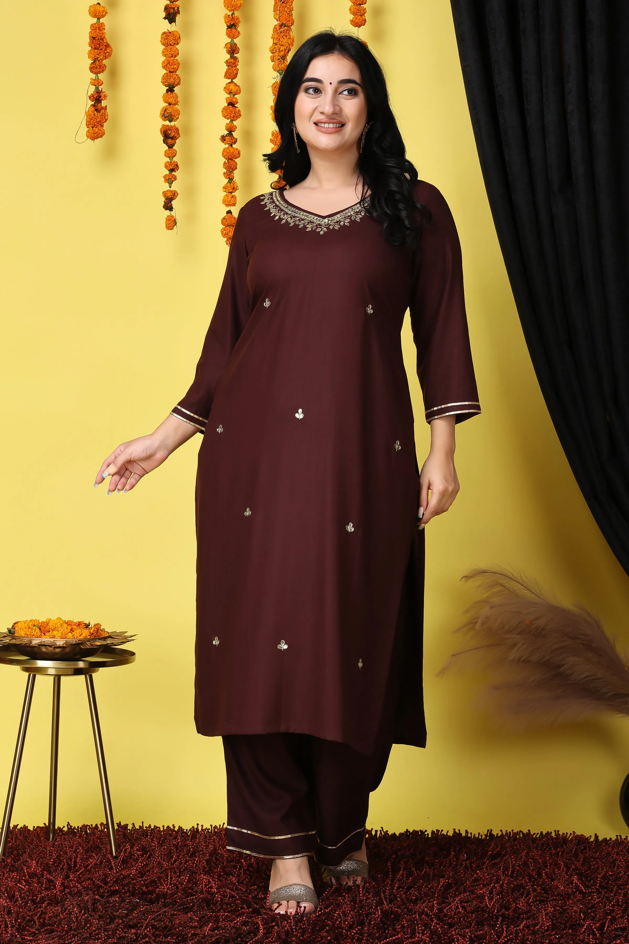 Dazzle in Rayon Handwork Suit