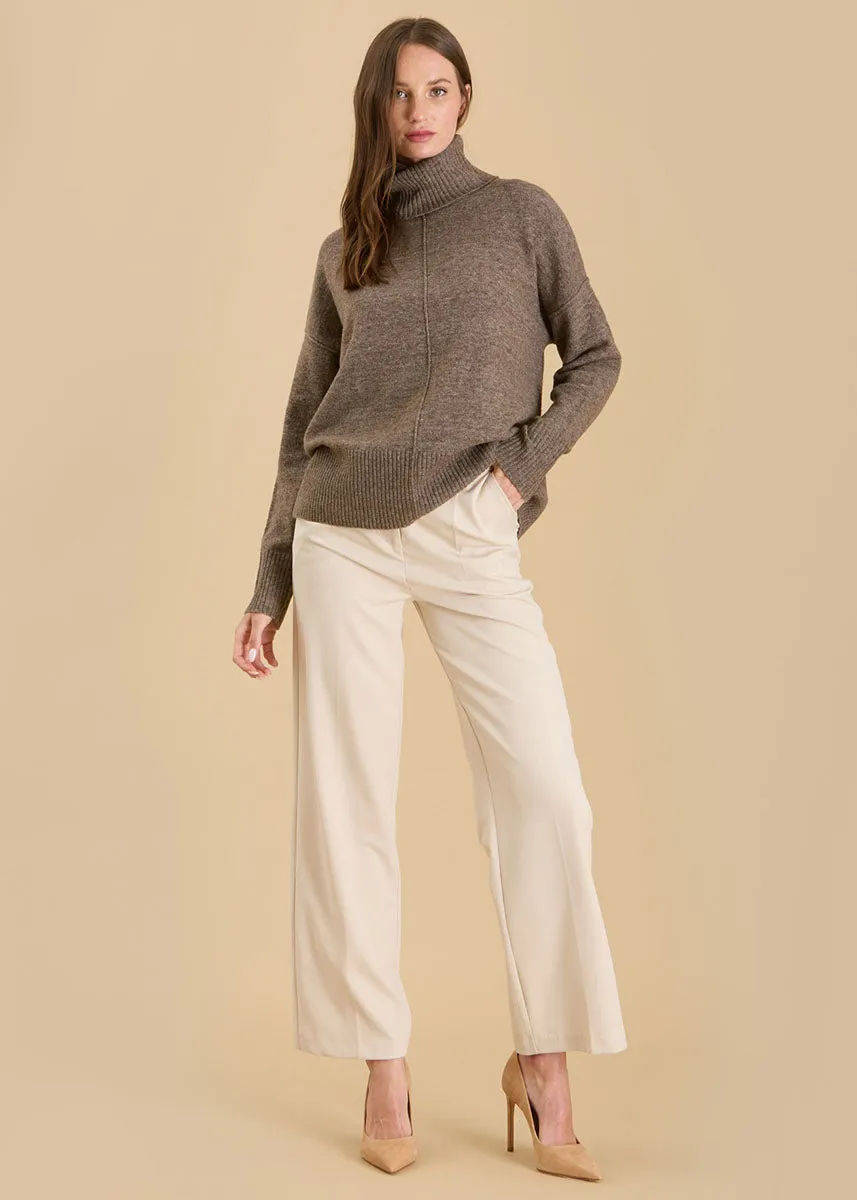 Delaney Front Seam Turtleneck - Dark Mocha