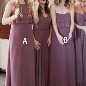 Dusty Purple Mismatched Chiffon Cheap Bridesmaid Dresses Online, WGY0235