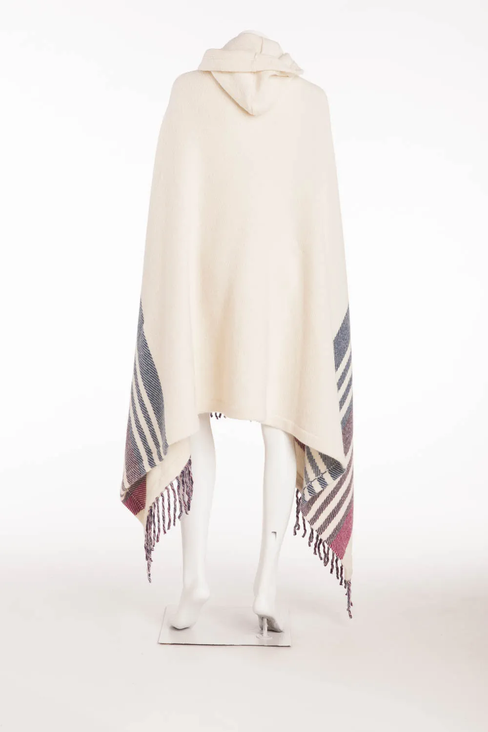 Emilio Pucci - White Blue Purple Pink Poncho Fringe Bottom with Leather Buckle  - M