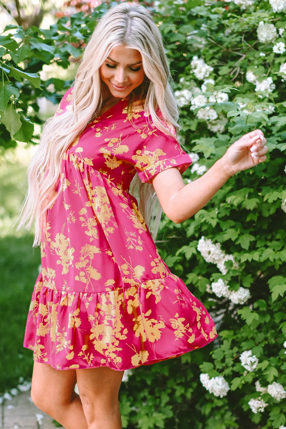 Floral Batwing Sleeve Smock Dresses