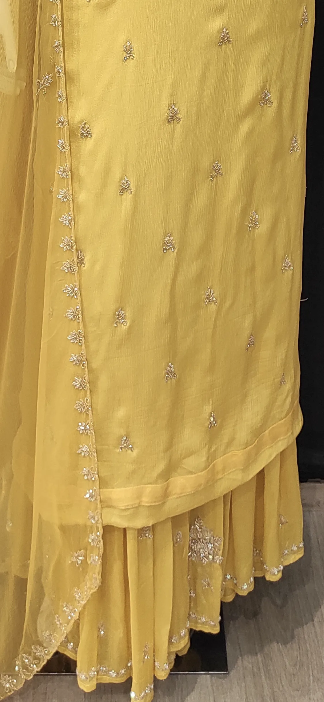 Georgette Unstitched Suit with Hand Work,Nakshi Work,Cutdana Work and Dabka Work