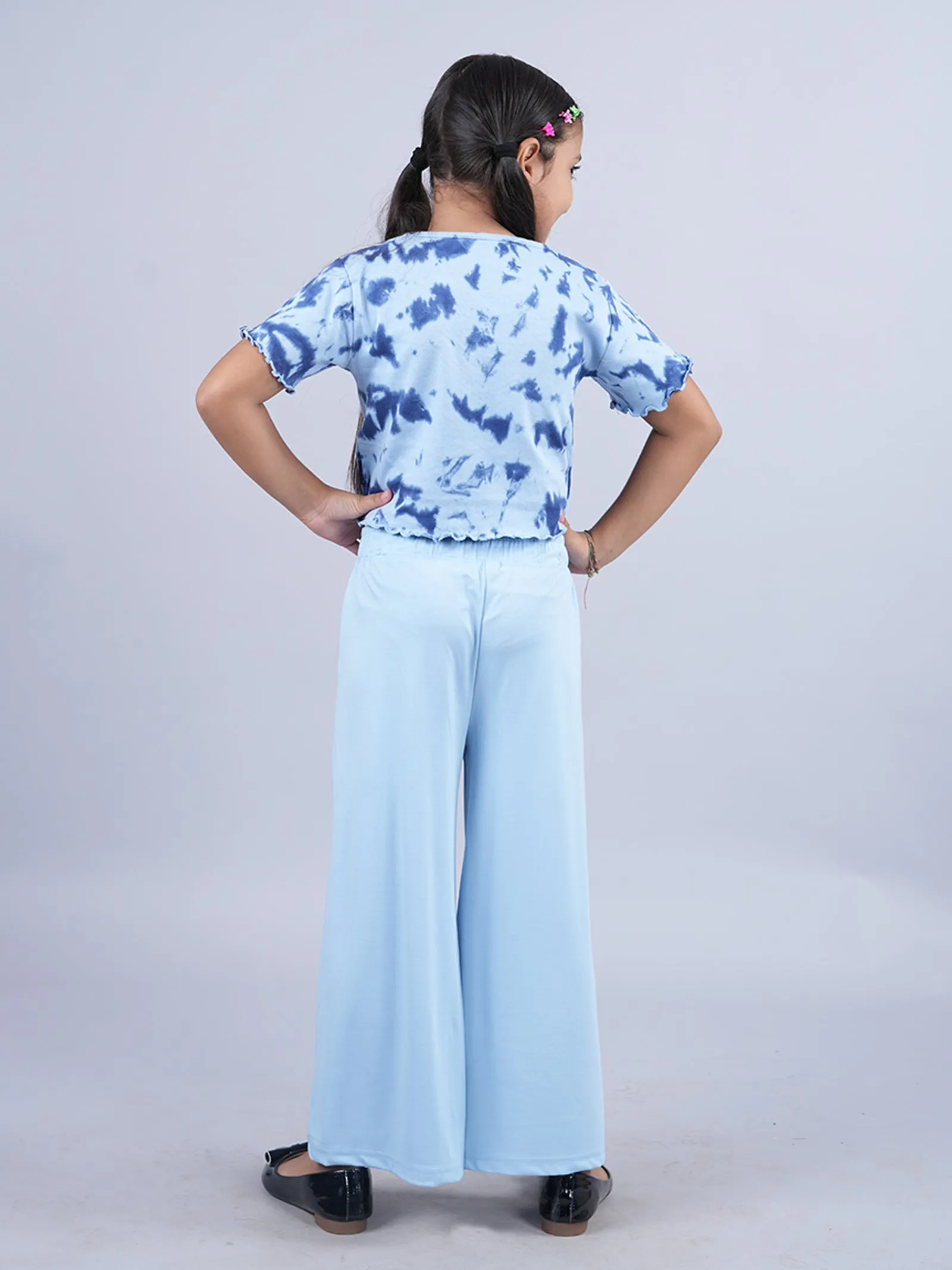 Girls Crop Tie & dye Tee & Wide Leg Pant Set