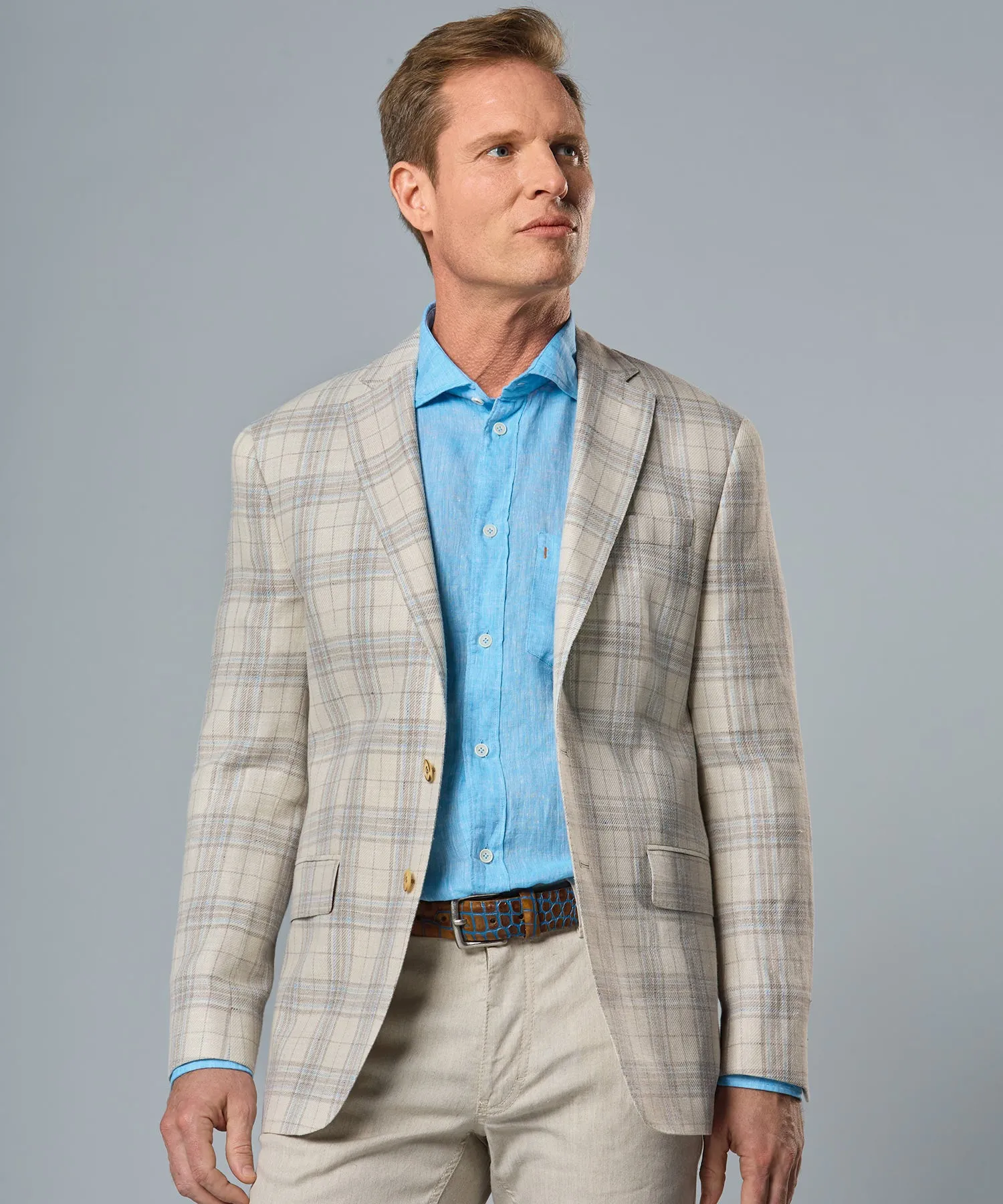 Glacomo Linen-Wool Plaid Sport Coat