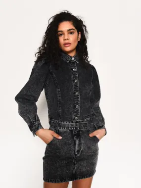 Glamorous Black Acid Wash Denim Shirt