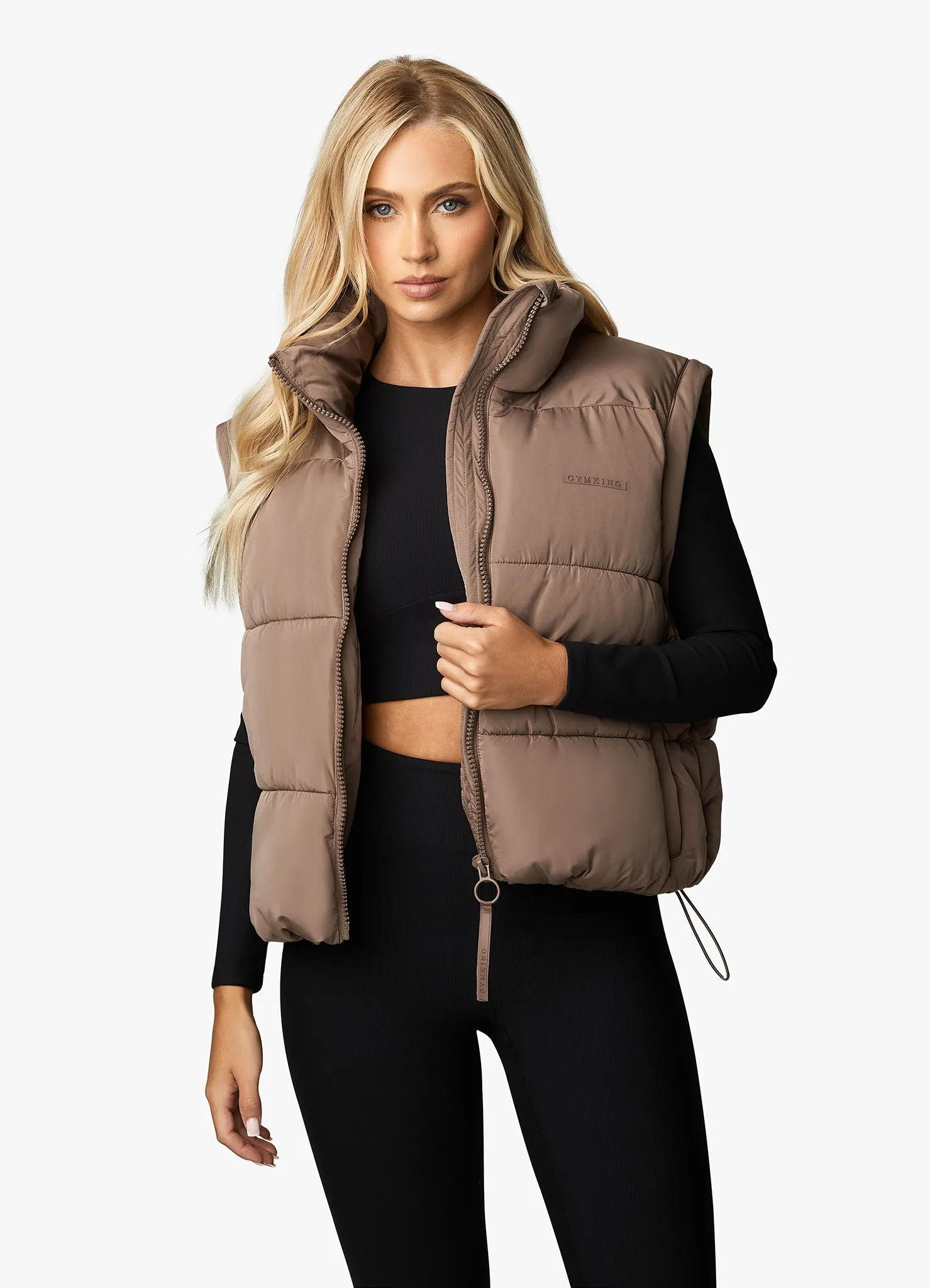 Gym King Align 2-in-1 Crop Puffer - Praline