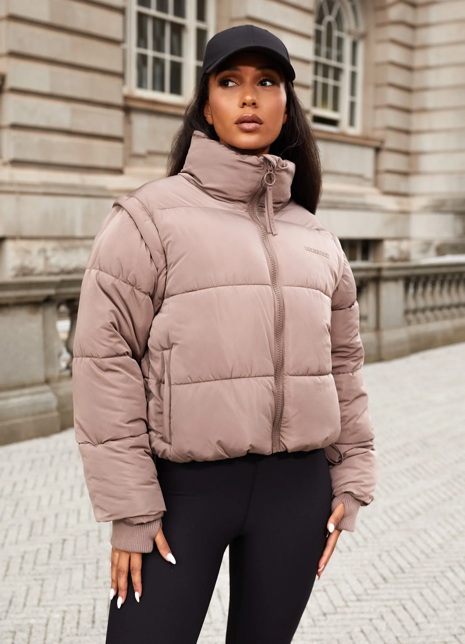 Gym King Align 2-in-1 Crop Puffer - Praline