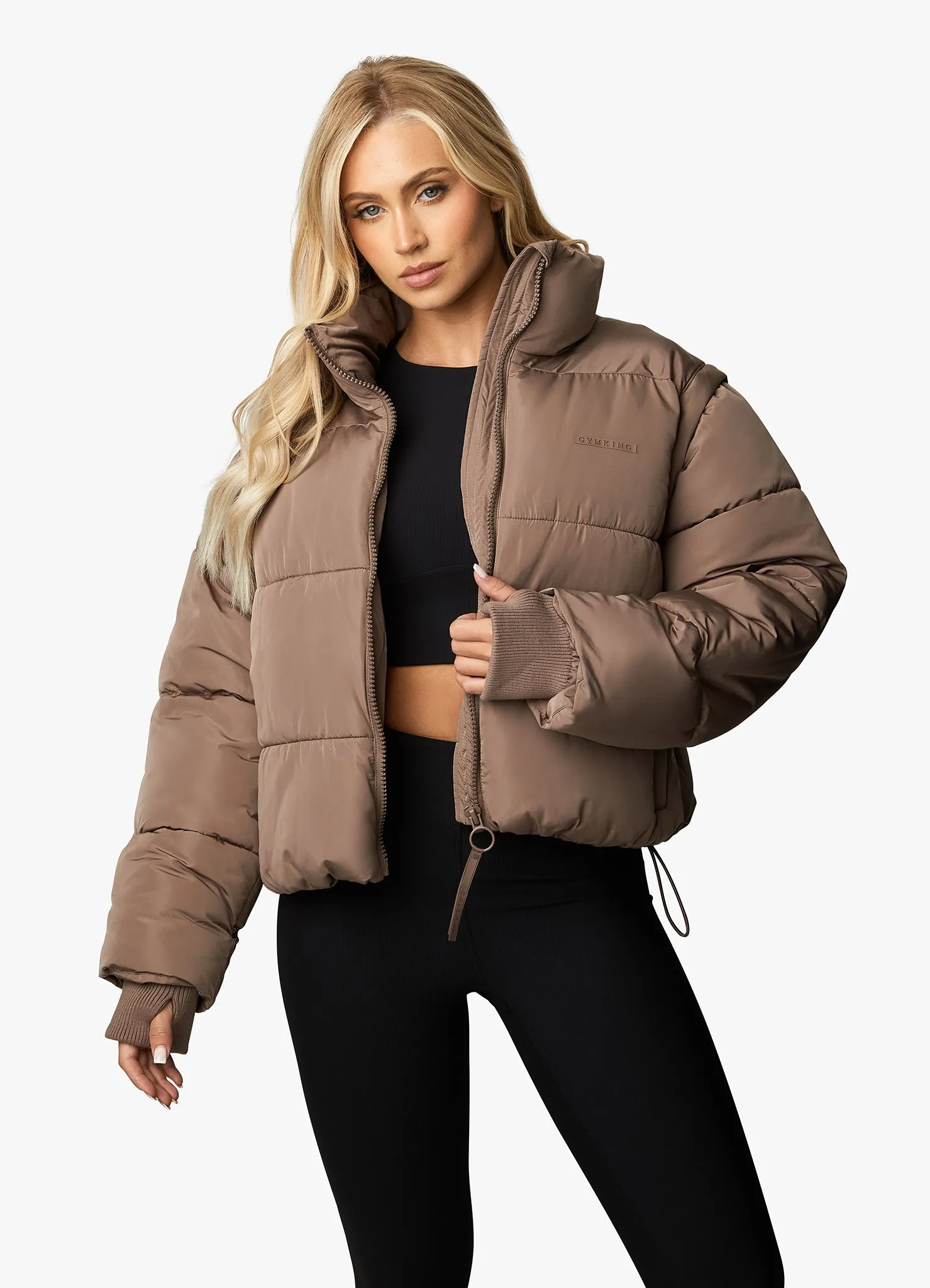 Gym King Align 2-in-1 Crop Puffer - Praline