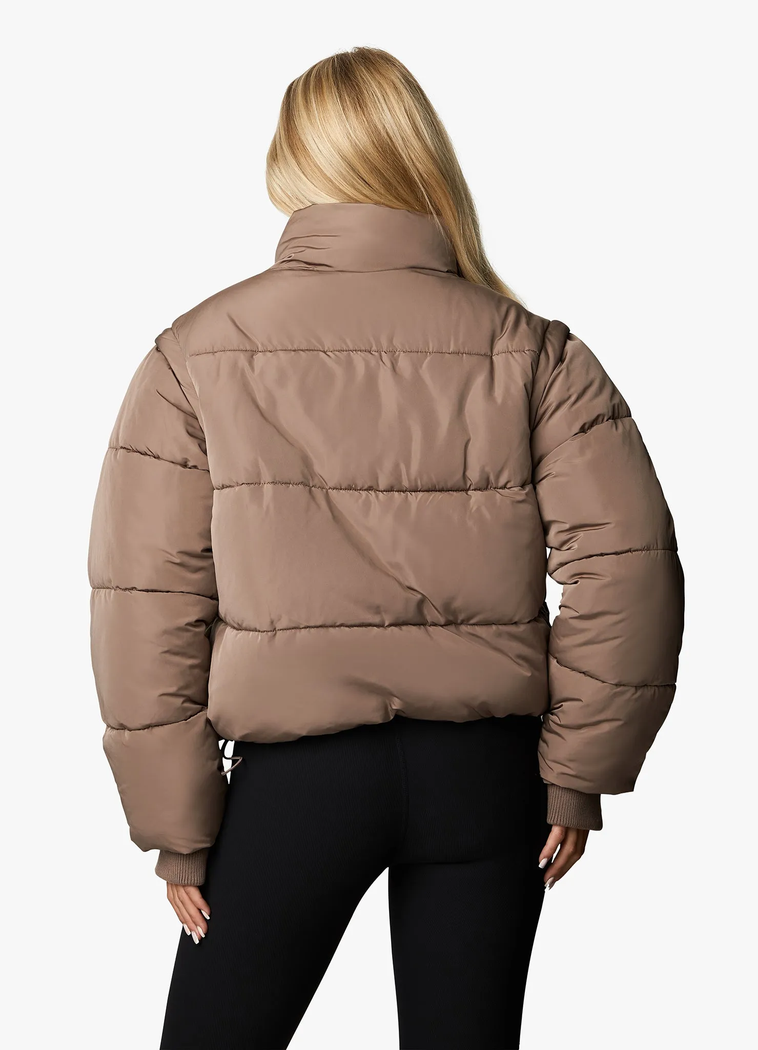 Gym King Align 2-in-1 Crop Puffer - Praline