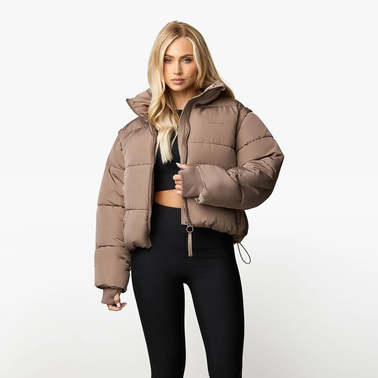 Gym King Align 2-in-1 Crop Puffer - Praline