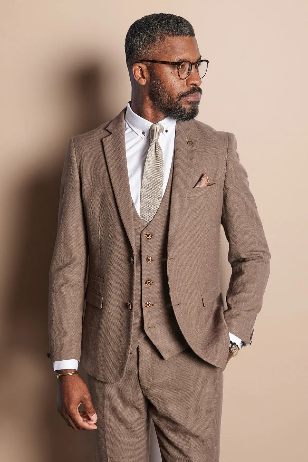 HM5 - Tan Tailored Three Piece Suit