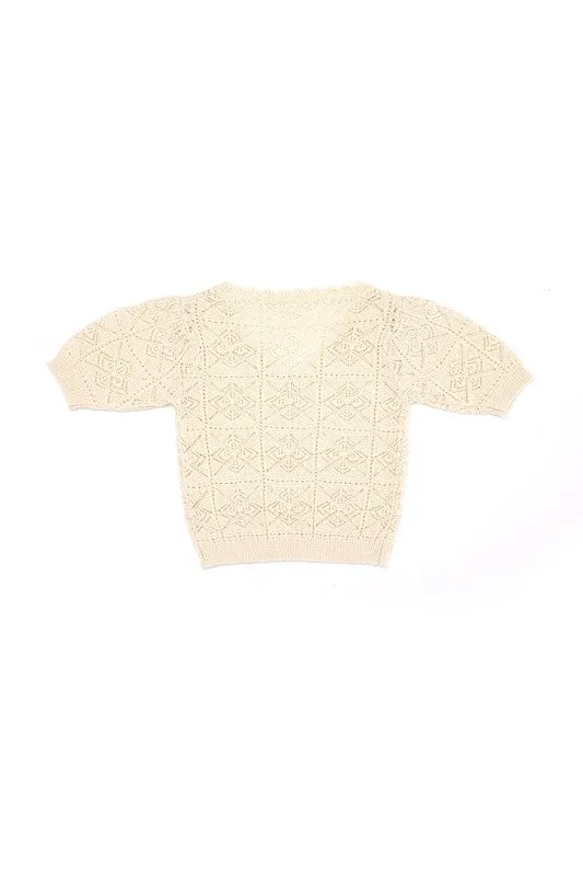 Ivory Crochet Knit Top