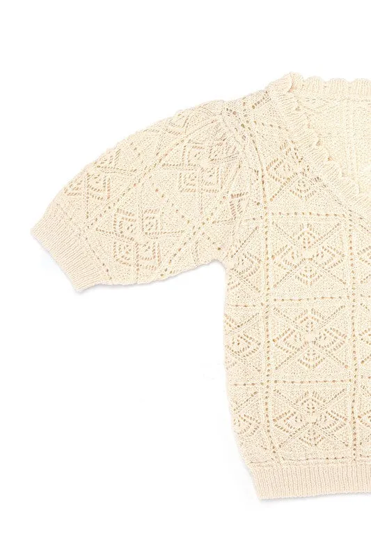 Ivory Crochet Knit Top