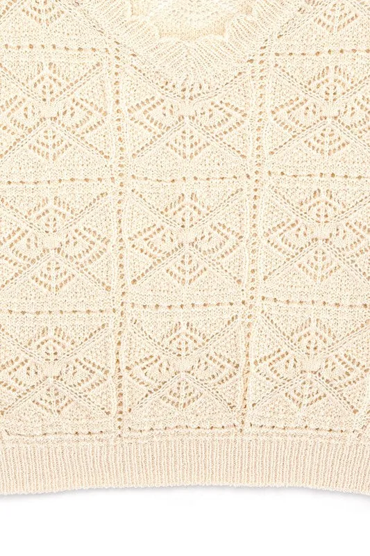 Ivory Crochet Knit Top