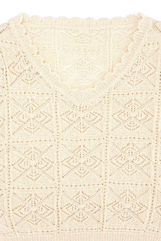 Ivory Crochet Knit Top