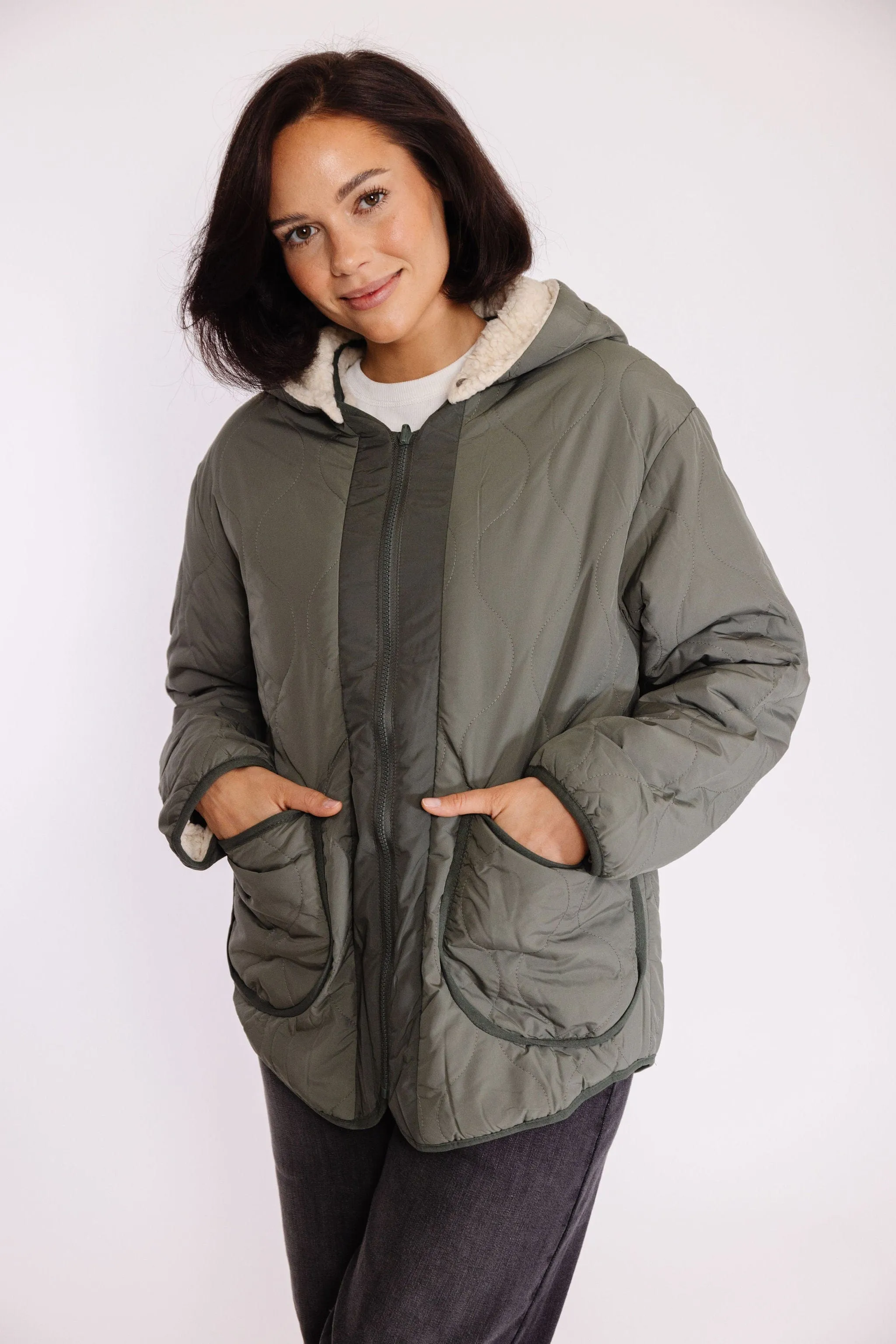 Izzy Quilted Jacket in Evergreen