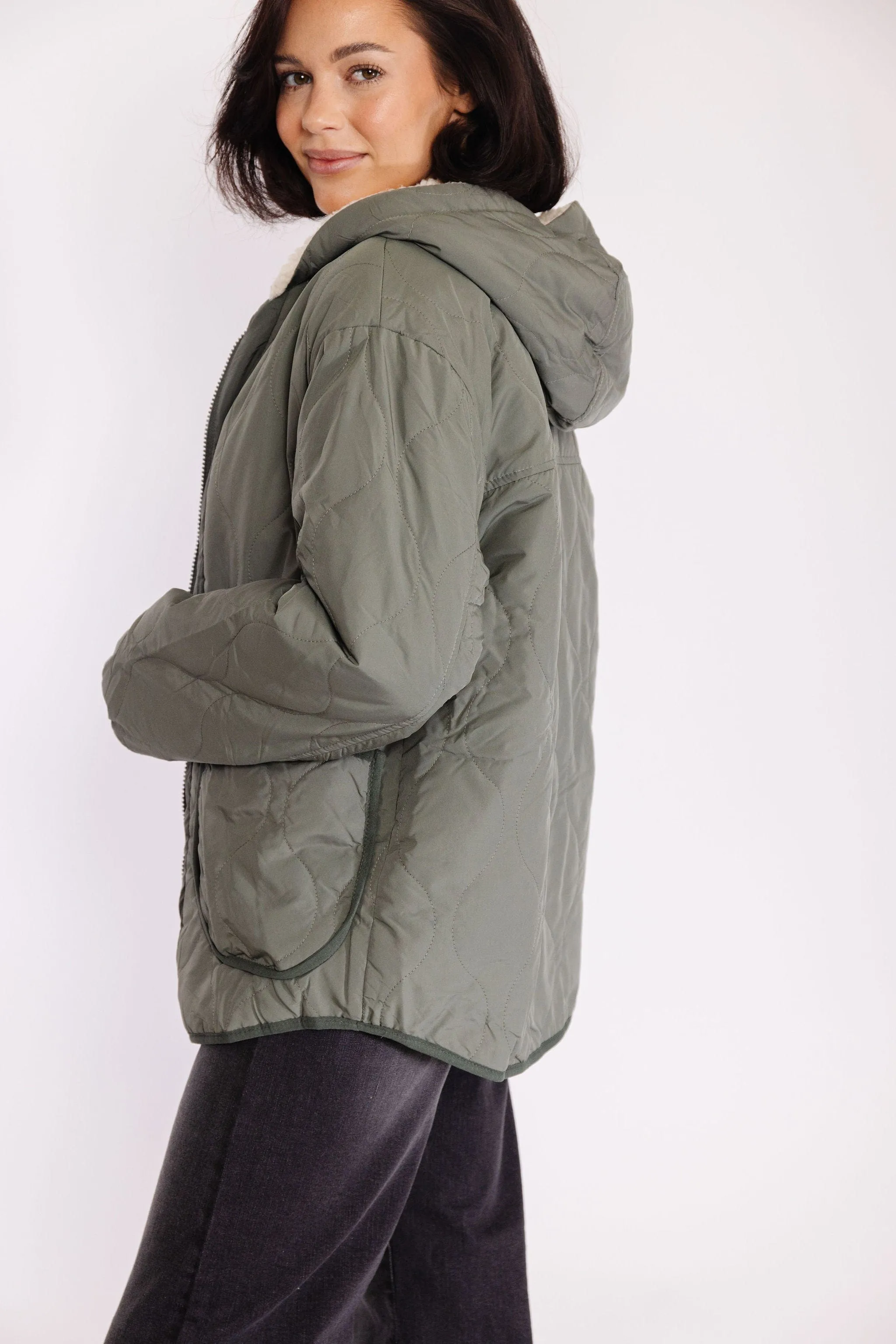 Izzy Quilted Jacket in Evergreen