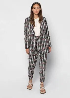 JULIE Double-Breasted Metallic Tweed Blazer - Multicolour