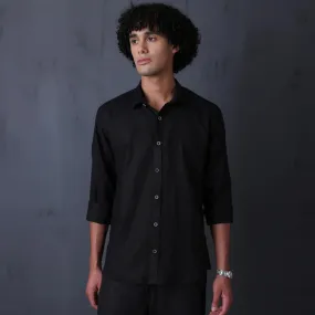 Men's Pure Linen Casual Shirt - Black