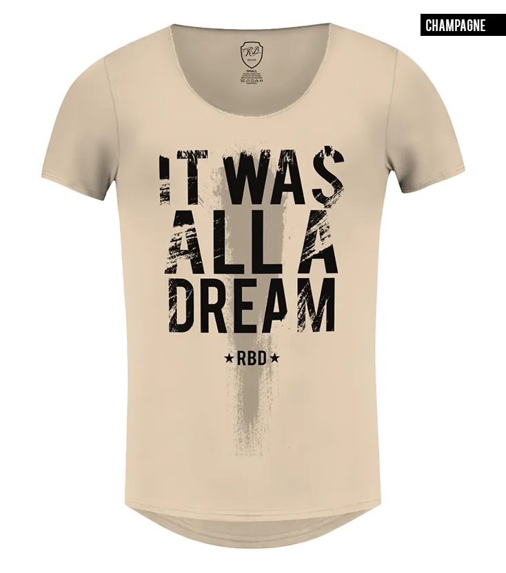 Men's Slogan T-shirt "It Was All a Dream" Khaki Gray Beige Tees / Color Option / MD804