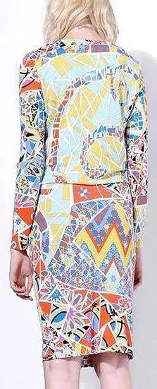 'Mosaico' Print Jersey Silk Dress