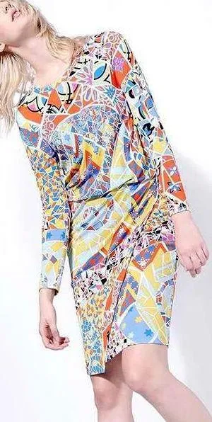 'Mosaico' Print Jersey Silk Dress