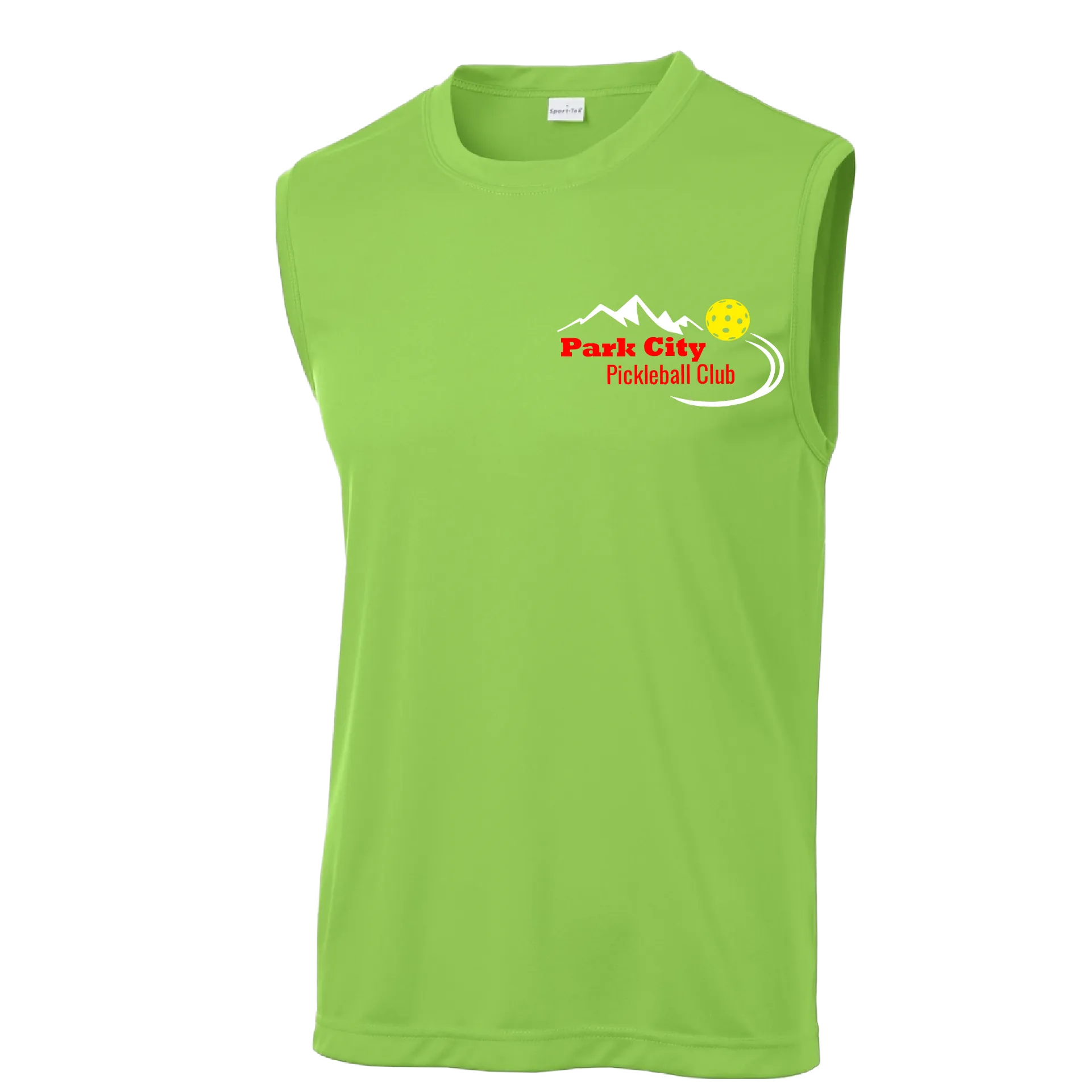 Park City Pickleball Club (Red Words) Customizable | Men's Sleeveess Atheletic Shirt | 100% Polyester