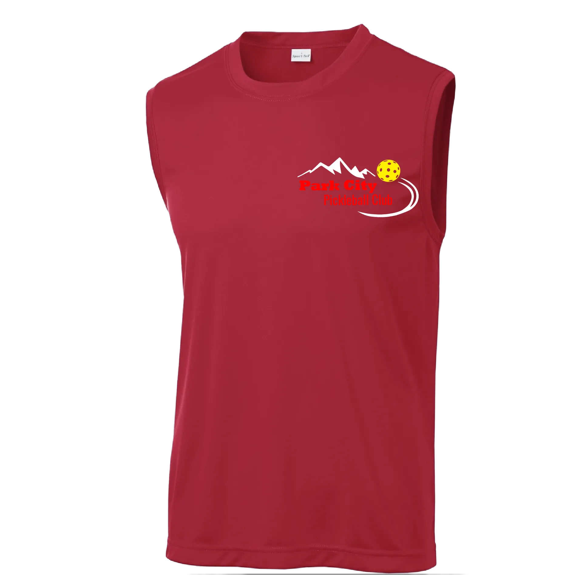 Park City Pickleball Club (Red Words) Customizable | Men's Sleeveess Atheletic Shirt | 100% Polyester