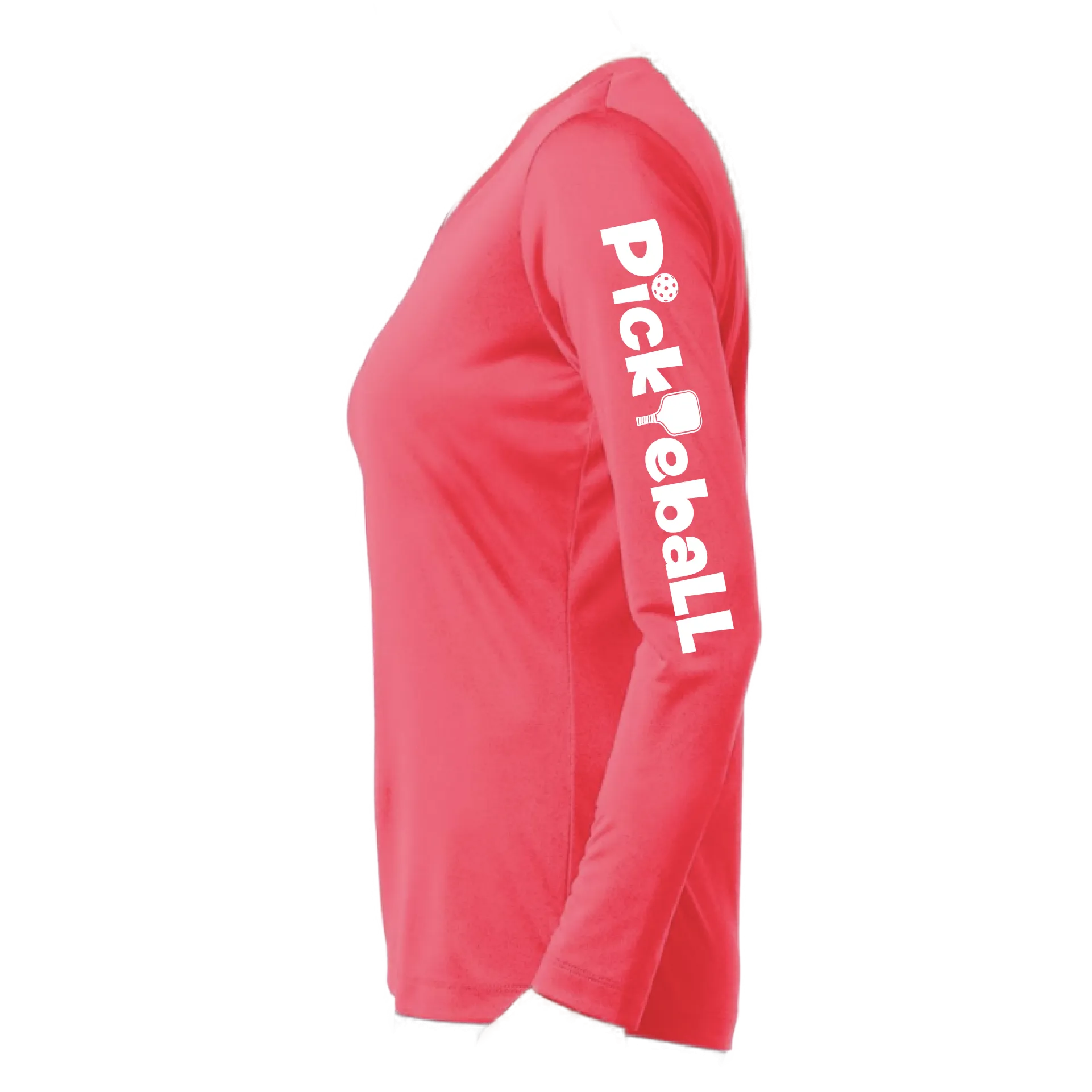 Pickleball Horizontal (Customizable) | Women's Long Sleeve V-Neck Pickleball Shirts | 100% Polyester