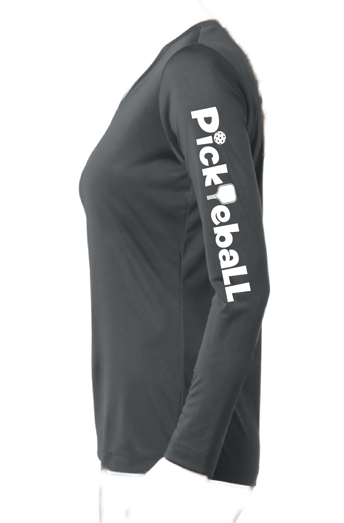 Pickleball Horizontal (Customizable) | Women's Long Sleeve V-Neck Pickleball Shirts | 100% Polyester